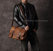 Load image into Gallery viewer, Vintage Genuine Leather Messenger Bag